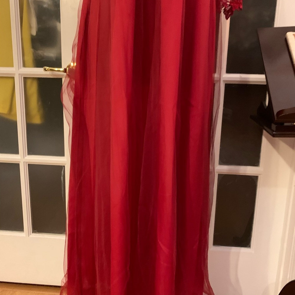 5 for $30. Lovely Deep Red Empire Waist Gown - Picture 8 of 16